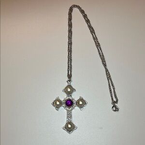 Sarah Coventry Silver-Tone Cross Necklace